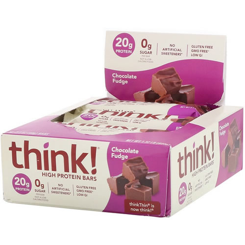 高プロテインバー チョコレートファッジ10本 各60g　thinkThin（シンクシン）1本で満足♪ダイエット中や忙しい毎日の食事サポートに！高タンパク・砂糖ゼロ・グルテンフリー・被遺伝子組み換え・低GI厳選素材でおいしさにもこだわった贅沢バー