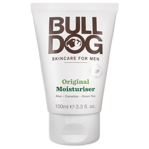 ブルドッグ（BULL DOG） オリジナル モイスチャライザー 100ml男性用（メンズ）スキンケア。アロエベラ カメリナ油 緑茶を配合。洗顔後の保湿クリーム。素早く吸収してベタつかない。メンズコスメ