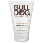 ブルドッグ（BULL DOG） エイジディフェンス モイスチャライザー 100ml男性用（メンズ）スキンケア。ローズマリー、エキナセア、ビタミンEの抗酸化物質を配合。シワ（しわ、皺）の出現を減らす洗顔後の保湿クリーム。メンズコスメ