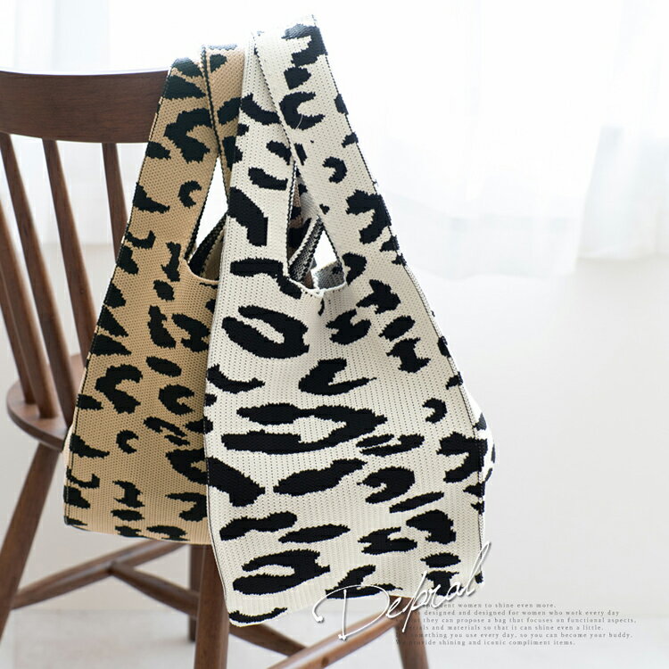 トートバッグ レディース 大人 軽量 b5 ヒョウ柄 レオパード柄 総柄 マチ付き ポリエステル 布製 ミニバッグ サブバッグ プチプラ 小さいサイズ 小さいバッグ ニットバッグ 大人 nsb-30071z 【メール便】【Depral/デプラル】 春夏 春バッグ 2