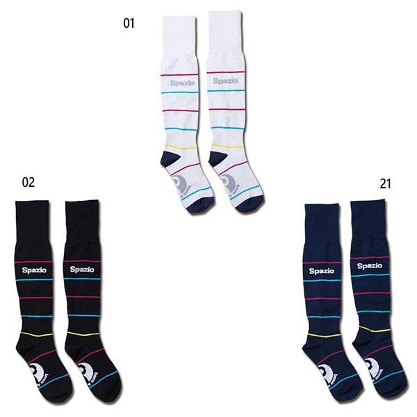 25-27cm スパッツィオ メンズ マルチボーダーロングソックス 靴下 ソックス ストッキング サッカー フットサル ホワイト 白 ブラック 黒 ネイビー 送...