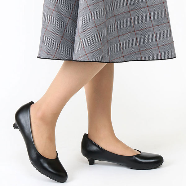 3E幅 レディワーカー レディース パンプス ビジネスシューズ ラウンドトゥ ヒール低め 黒 ブラック 黒 送料無料 Lady Worker LO-17100