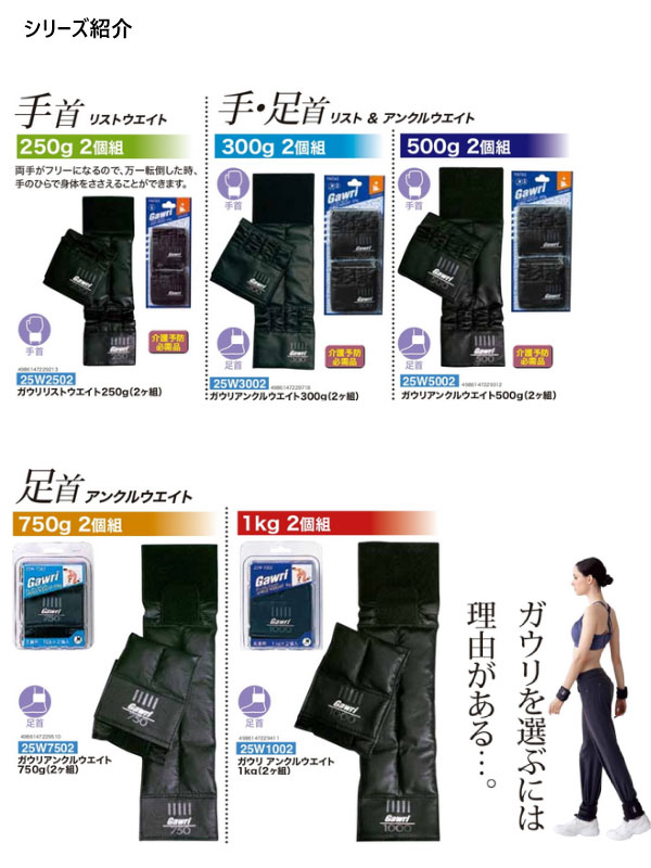 1kg2個組 ハタ メンズ レディース 足首 ガウリ アンクルウェイト 筋力トレーニング 筋トレ ダイエット 重り おもり ブラック 黒 送料無料 HATAS 25W1002