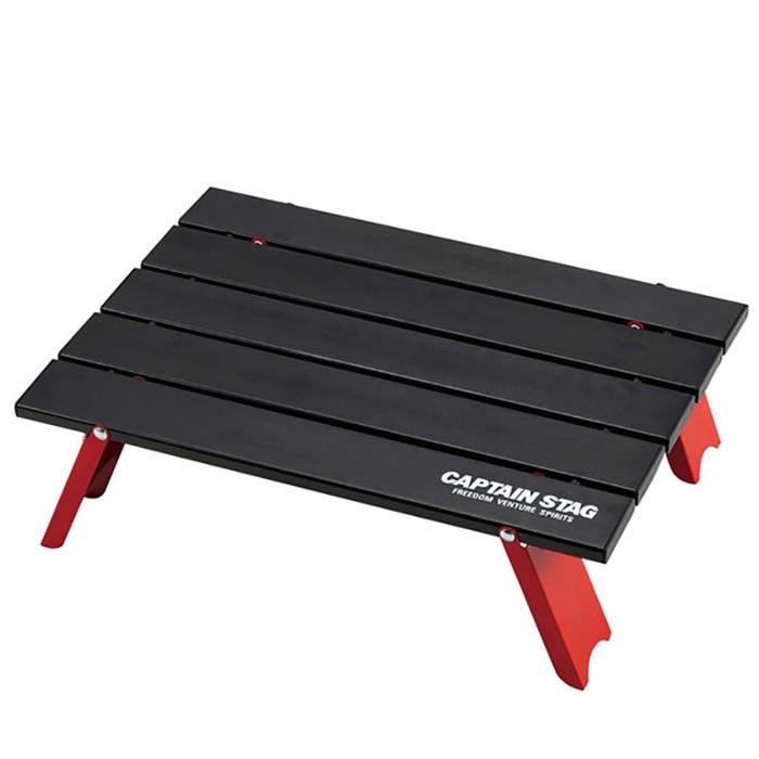 キャプテンスタッグ メンズ レディース アルミロールテーブル コンパクト 軽量 花見 釣り ピクニック ツーリング アウトドア用品 収納バッグ付き ブラック 黒 送料無料 CAPTAIN STAG UC-520