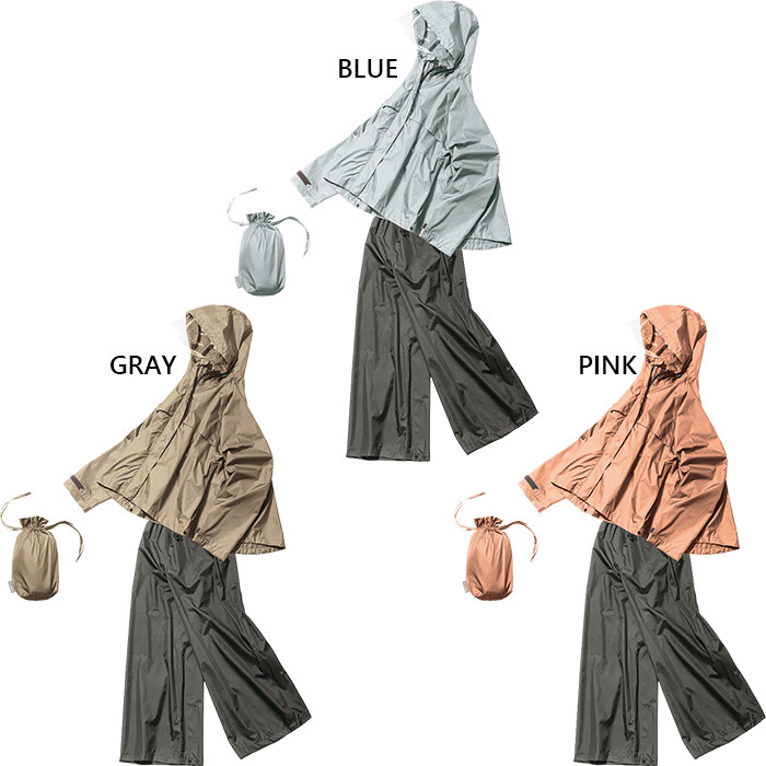 M L LL BLUE(ブルー) GRAY(グレー) PINK(ピンク) 雨具 かっぱ おしゃれ オシャレ かわいい 女性用 ウィメンズ LADY WOMEN 最安値に挑戦！ありがとうございます。楽天ランキングを受賞しました！ 5位上下セット マック レディース ワイドレインスーツ レインウェア セットアップ 収納袋付き 雨具 合羽 レインウェア グレー ブルー 青 ピンク 灰色 送料無料 Makku AS620 AS-620バイタライザー獲得ジャンル：デイリー レインウェア レインスーツ 更新日：2024/01/18　（集計日：2024/01/17）Makku　マックってどんなブランド？？「日常をフォーカスする」をコンセプトに機能性をデザインするレインプロダクトを展開 こちらの商品の素材、サイズ、機能などワイドシルエットでゆったり・すっきり重ね着できるレインスーツです。水をはじきやすい撥水加工で、雨の日のお出かけに便利です。胸元のベンチレーション(通気口)とワイドな裾の広がりでスーツの中は蒸れにくく快適な着心地です。パンツは長靴やスニーカーを履いたまま着用できます。ジャケットについている内ポケットはタオルも入る大き目サイズです。パンツにもメッシュポケットが付いているので、鍵やスマホなどの貴重品を雨から守ります。フードには折り畳み式の透明つばが付いているので、雨での視界も良好です。反射プリント付で雨の降る夜道も安全です。 ■詳細：・重ね着しやすく、風通りが良いワイドシルエット・折り込み式透明つば・胸元ベンチレーション・タオルなど入れられるインナーポケット付き・後裾反射プリント・パンツはベンチレーション機能のメッシュポケット ■素材：ポリエステル100%■備考：ジャケット：ポリウレタン透湿コーティング耐水圧：8,000mmH2O透湿：5,000gパンツ：ポリ塩化ビニル引き耐水圧：10,000mmH2O※当店では、システムで在庫調整を行っております。在庫更新のタイミングにより、在庫切れの為、稀にご用意できない場合がございます。ついで買いにオススメ！おすすめ送料無料アイテム