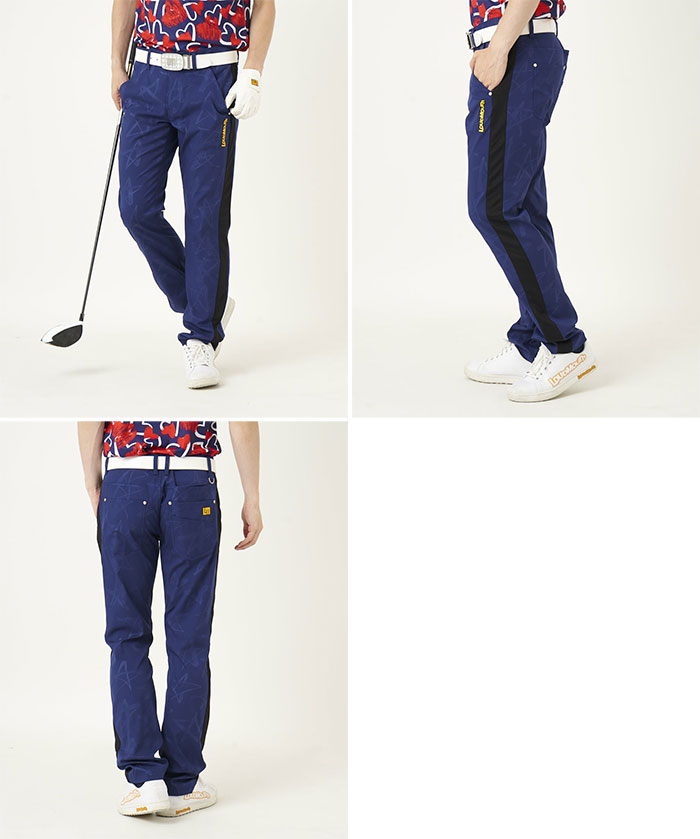 ラウドマウス メンズ 脇切替ラインパンツ ゴルフウェア ボトムス UVカット ストレッチ ホワイト 白 ブラック 黒 ネイビー 送料無料 LOUDMOUTH 772302