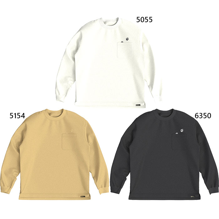 S M L XL XXL 5055(オフホワイト) 5154(ホワイトペッパー) 6350(ファントム) レジャー キャンプ 登山 山登り おしゃれ オシャレ かっこいい メンズ長袖シャツ メンズトップス 男性用 MEN 最安値に挑戦！jackwolfskin　ジャック・ウルフスキンってどんなブランド？？創業者のウルリッヒ・ダウズィンは学生時代に旅したカナダ・ユーコン川で 狼の遠吠えを聞き、アウトドア用具会社ホビットを1981年に創業。 ユーコン川の旅で得た着想から、トレードマークであるPawマーク（狼の足 跡）をロゴとして採用。狼の毛皮のようにどのような環境や天候でも快適に 過ごせるアウトドアギアの開発を目指して、「ジャック・ウルフスキン」ブランドが誕生した。ドイツならではのクラフトマンシップによる独自素材やテクノロジー開発に 基づき、機能性とサスティナビリティを両立した幅広い製品を送り出している。こちらの商品の素材、サイズ、機能などサステナブルなリサイクルポリエステルを使ってコットンライクなタッチを実現したヘビーウェイト天竺を使用。ナチュラル風合いながら、高い吸汗速乾機能を持っています。ゆるく着こなせるリラックスシルエットで仕立てつつ、左胸ポケットからポーマーク(狼の足跡)刺繍が覗いているワンポイントデザインがアクセントに。ベースレイヤーとしてもアウター使いでも活躍するアイコニックなロングスリーブTシャツです。■339g(SizeL)■吸水速乾■リラックスフィット■素材：リサイクルポリエステル100％■実寸サイズ：S:着丈66.5 身幅55 肩幅50.6 袖丈58.5M:着丈68 身幅57 肩幅51.8 袖丈59.5L:着丈69.5 身幅59 肩幅53 袖丈60.5XL:着丈71 身幅61 肩幅54.2 袖丈61.5XXL:着丈72.5 身幅63 肩幅55.4 袖丈62.5※当店では、システムで在庫調整を行っております。在庫更新のタイミングにより、在庫切れの為、稀にご用意できない場合がございます。ついで買いにオススメ！おすすめ送料無料アイテム