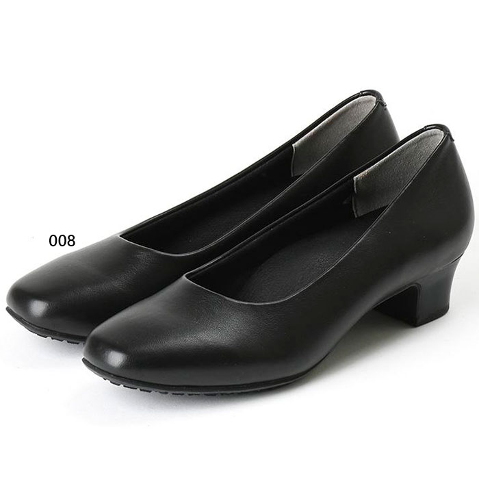 3E幅 レディワーカー レディース スクエアトゥ 約3.5cmヒールの黒パンプス パンプス シューズ カジュアル ブラック 黒 送料無料 Lady Worker LO-18570