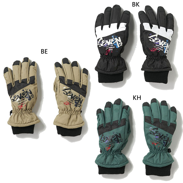 KM KL JSS JS JM JL BE(ベージュ) BK(ブラック) KH(カーキ) アウトドア用品 おしゃれ オシャレ キッズ ユース 子供用 最安値に挑戦！SEVEN2　セブンツーってどんなブランド？？2002年サーフブランド【OP】のセカンドブランドとしてデビュー。【OP】の設立が1972年という事と、世界的にカリスマ性の高いナンバーである【7】からブランド名がつけられた。 西海岸のライフタイルであるビーチカルチャーとアート、音楽、ファッションをMIXさせた新しいスタイルのストリートブランドとしてカルフォルニアで誕生しました。こちらの商品の素材、サイズ、機能など手首部分はニット素材で雪や冷気が入りにくく内側もトリコットで暖かい仕様。手の平と親指には滑り止め効果のある生地を使用しているので物などをしっかり掴める設計になっています。グローブを1つにまとめて紛失を 防止するジョイントパーツ付き。■素材：【表地】ポリエステル：100%【中わた】ポリエステル：100%【裏地】ポリエステル：100%【リブ部分】アクリル：100%【皮革部分】合成皮革■実寸サイズ(cm)：サイズ対象年齢目安手の甲(幅)手の甲(縦)手のひら(縦)親指袖口幅KM4〜5歳7.52114.59.39.5KL5〜6歳822159.710JSS6〜7歳8.52315.51010.5JS7〜8歳9241610.311JM9〜10歳9.52516.510.611.5JL11〜12歳10261710.912※こちらの商品は、返品・交換不可となります。※当店では、システムで在庫調整を行っております。在庫更新のタイミングにより、在庫切れの為、稀にご用意できない場合がございます。ついで買いにオススメ！おすすめ送料無料アイテム
