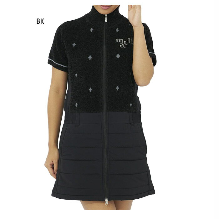 マリクレール レディース ニット×中綿ワンピース ゴルフウェア トップス ボトムス ブラック 黒 送料無料 marie claire 733432