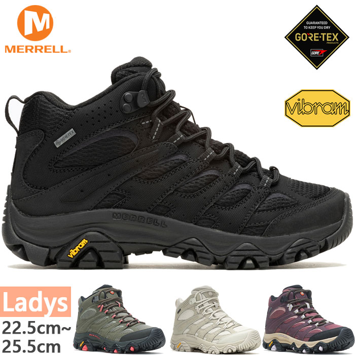 楽天バイタライザーメレル レディース モアブ 3 シンセティック ミッド ゴアテックス MOAB 3 SYNTHETIC MID GORE-TEX 登山靴 山登り トレッキングシューズ 防水 ミッドカット ブラック 黒 送料無料 MERRELL