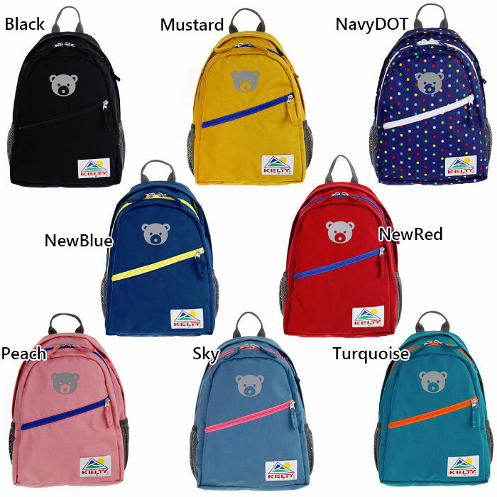 10リットル Black(ブラック) Mustard(マスタード) NavyDOT(ネイビードット) NewBlue(ニューブルー) NewRed(ニューレッド) Peach(ピーチ) Sky(スカイ) Turquoise(ターコイズ) 鞄 カバン かばん バック バッグ ザック おしゃれ オシャレ キッズ ユース 子供用 最安値に挑戦！KELTY　ケルティーってどんなブランド？？大型であれ小型であれ現在のバックパックの機構には、ウエストベルトが装備され、背部をテンションさせるなど幾つかの共通点がある。 50年以上前、ディック・ケルティの「発明」によって登場した。アウトドア・スポーツという登山とは異なる新しい概念が日本に伝わるきっかけとなったKELTYこそ、現代のOUTDODRカルチャーにとって最もエポックメイキングなブランドといえる。 総合アウトドアメーカーとして巨大企業となった現在も、ファミリー層からトップクライマーまでに絶対的な信頼を受け続けるKELTYを支える理念と誇りは、ディック・ケルティの遺志と共に生き続けている。こちらの商品の素材、サイズ、機能などプレスクール バッグ PRESCHOOL BAG通園や普段使いに丁度いい実用的なリュック。目を惹くクマさんのプリントはリフレクターです。収納は大、中、小の3つあり、中サイズのポケットはB5サイズが丁度入る大きさになっている薄いポケットなので、書類や携帯ゲーム機を入れるのに最適です。両サイドにはメッシュのボトルポケット付き。【商品番号】 3259250022【素材】 CORDURA®Nylon 100 %【サイズ】 H=33 W=24 D=13 / 10 L ※当店では、システムで在庫調整を行っております。在庫更新のタイミングにより、在庫切れの為、稀にご用意できない場合がございます。ついで買いにオススメ！おすすめ送料無料アイテム