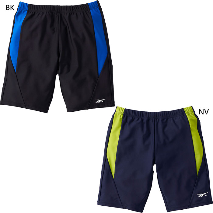 For Boy - リーボック ジュニア キッズ ボーイズ 脇切り替えセミロングパンツ スイムウエア スイミング 水泳 ボーイズ水着 ロング丈 サーフパンツ 学校 スクール水着 ブラック 黒 ネイビー 送料無料 Reebok 124392