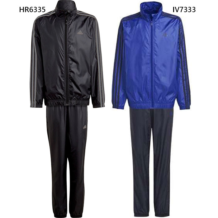 上下セット アディダス ジュニア キッズ U ESS ウーブントラックスーツ ウインドブレーカー セットアップ トレーニングウェア 長袖 アウター ロングパンツ ブラック 黒 ブルー 青 送料無料 adidas ECN98