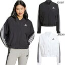 アディダス レディース W ESS 3ST ウーブンジャケット フィットネス トレーニングウェア トップス 上着 アウター 長袖 ホワイト 白 ブラック 黒 送...