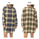 ルーカ レディース ツイル チェック ドレス 長袖シャツ TWILL CHECK DRESS アウトドアウェア トップス ブルー ブラウン 青 茶色 送料無料 RVCA VA BE044107|詳細画像