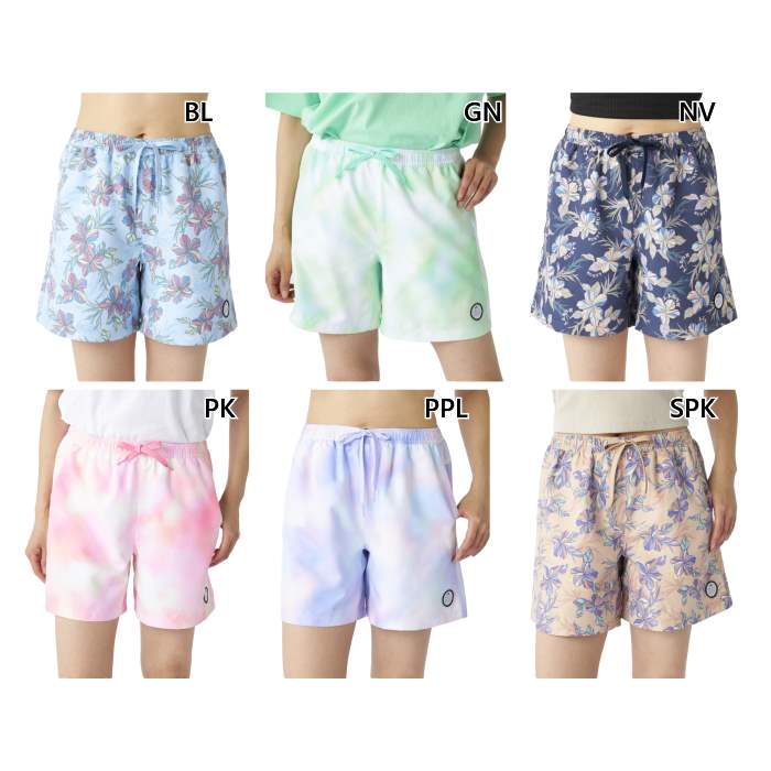 ラスティ レディース タイダイ総柄 水陸両用 ボードショーツ カジュアル水着 ショートパンツ ボトムス 海水浴 プール ネイビー ブルー 青 ピンク グリーン パープル 緑 紫 送料無料 RUSTY 925400