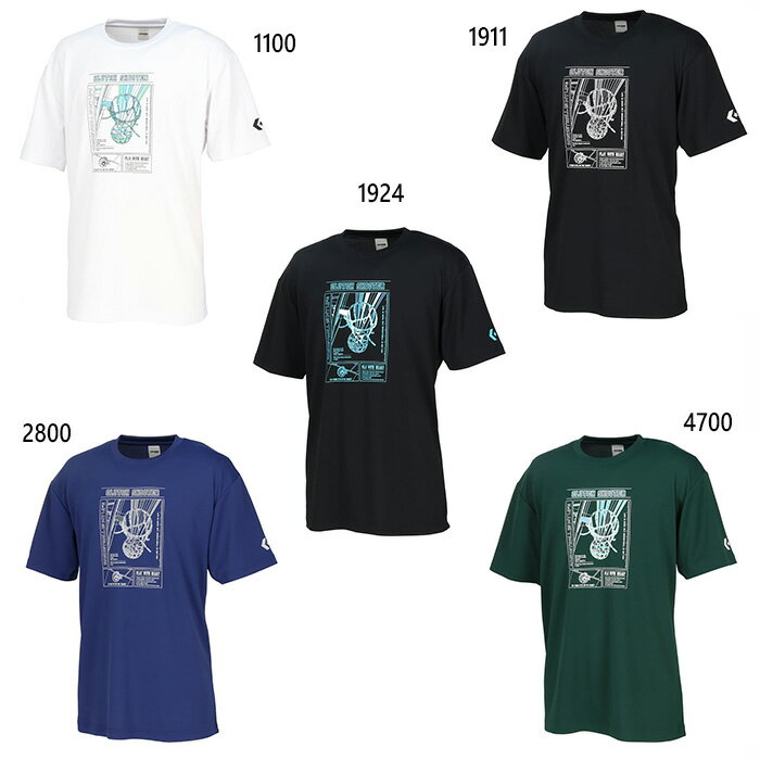 コンバース メンズ プリントTシャツ バスケットボールウェア トップス 半袖Tシャツ ホワイト 白 ブラック 黒 ネイビー グリーン 緑 送料無料 CONVERSE CB251362