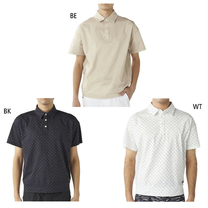 FILA Golf - フィラ ゴルフ メンズ ロゴ柄半袖シャツ ゴルフウェア トップス ポロシャツ 吸汗速乾 UVカット ホワイト 白 ブラック 黒 ベージュ 送料無料 FILA GOLF 745625