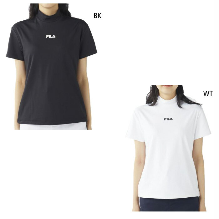 フィラ ゴルフ レディース モックネックシャツ ゴルフウェア トップス 半袖 裾ドロストコード付き ホワイト 白 ブラック 黒 送料無料 FILA GOLF 755614