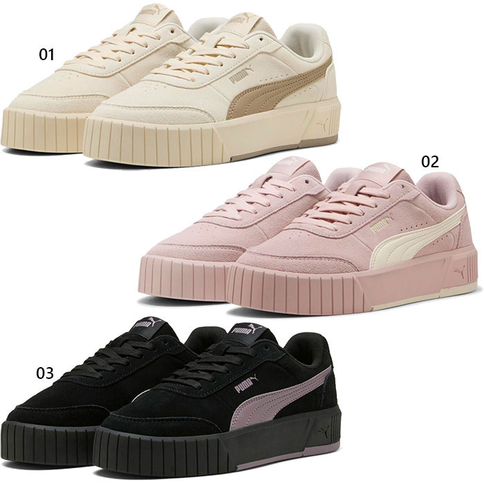 プーマ レディース キャリーナ ミア SD スエード スニーカー シューズ 紐靴 ホワイト 白 ブラック 黒 送料無料 PUMA 402638
