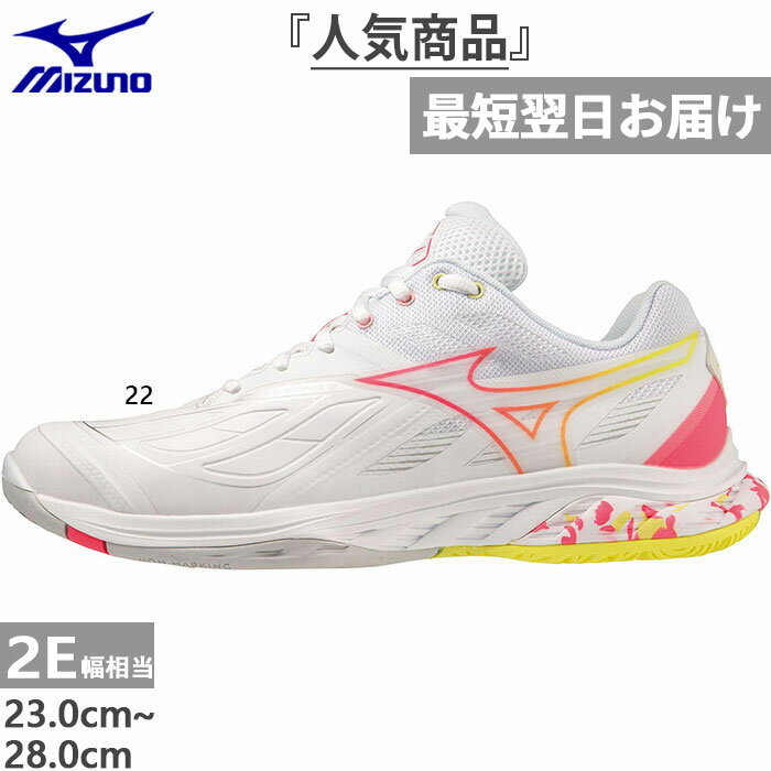2E幅 フィットタイプ ミズノ メンズ レディース ウエーブファング 2 FIT バドミントンシューズ ホワイト 白 送料無料 Mizuno 71GA2312