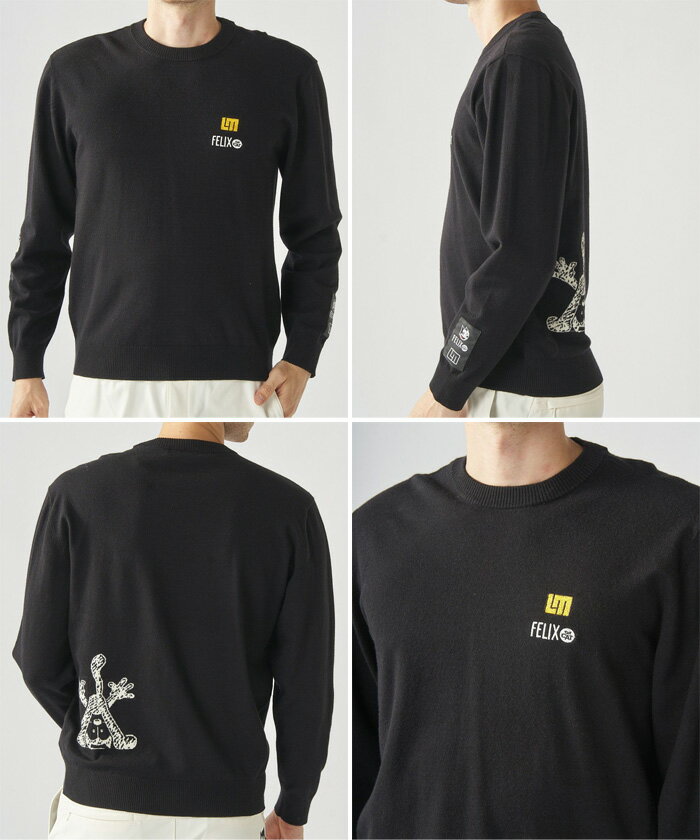 ラウドマウス メンズ フィリックス LOUDMOUTH×FELIX コラボ 軽量ニット セーター ゴルフウェア トップス 長袖 ホワイト 白 ブラック 黒 送料無料 LOUDMOUTH 775710