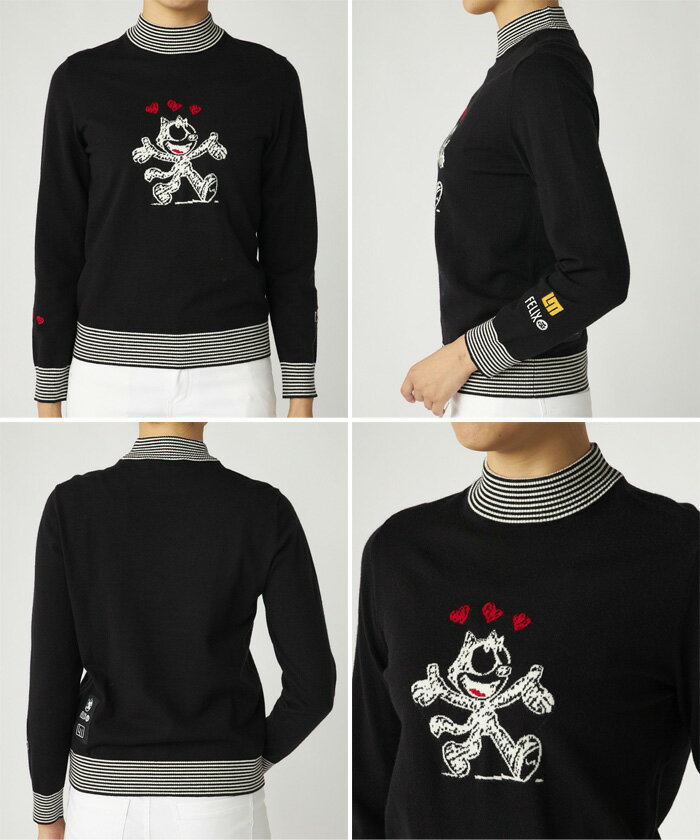 ラウドマウス レディース フィリックス LOUDMOUTH×FELIX コラボ 軽量ニット セーター ゴルフウェア トップス 長袖 ホワイト 白 ブラック 黒 送料無料 LOUDMOUTH 775760