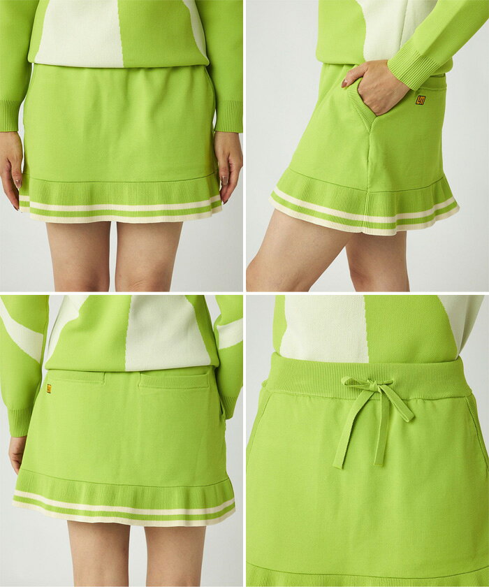 ラウドマウス レディース 軽量ニット裾フリルスカート ゴルフウェア ボトムス ブラック 黒 ブルー 青 ピンク グリーン 緑 送料無料 LOUDMOUTH 775354