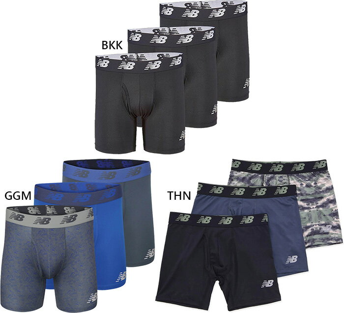 全2色 3枚セット ニューバランス メンズ プレミアムボクサーパンツ 6インチ 前開き 3P アンダーウェア トレーニングウェア 下着 ロングタイプ ブラック 黒 送料無料 New Balance LAU13001