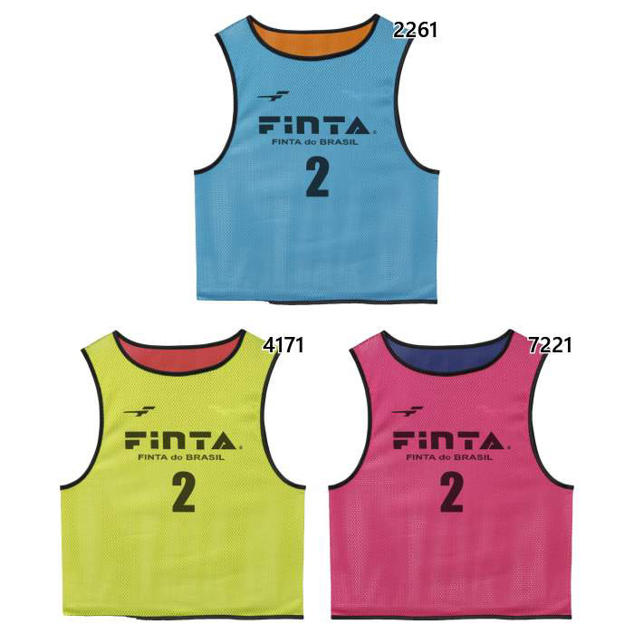 2番-11番 10枚セット フィンタ ジュニア キッズ 昇華リバーシブルビブス サッカー用品 子供用 ゼッケン ブルー 青 イエロー ピンク 黄色 送料無料 FINTA FT3530(4)