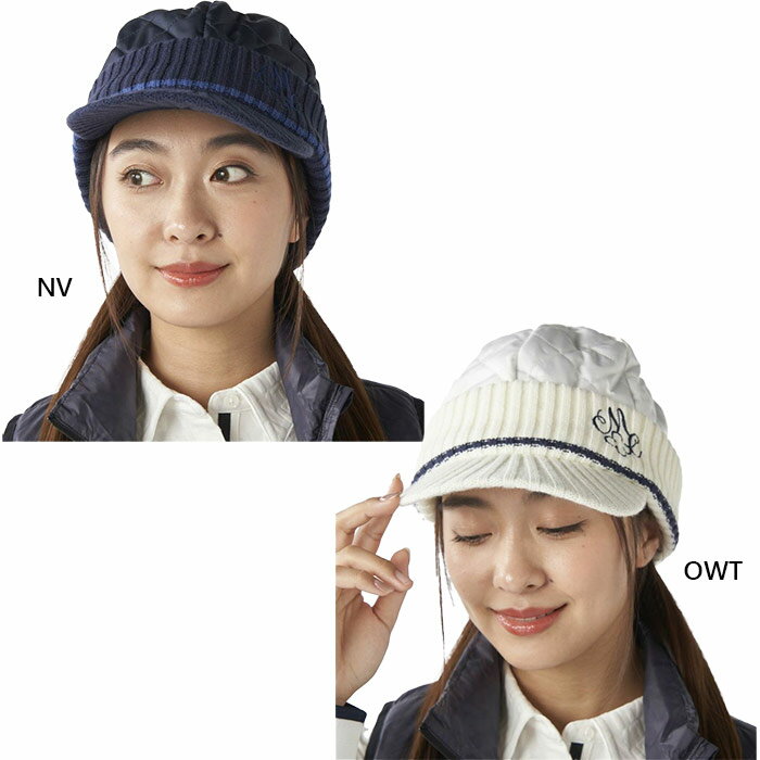 マリクレール レディース 中綿キルトニットキャップ ゴルフ 帽子 ホワイト 白 ネイビー 送料無料 marie claire 735954