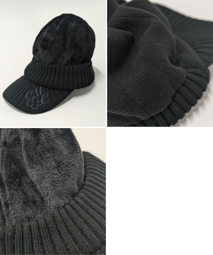 マリクレール レディース ファーニットキャップ ゴルフ 帽子 ホワイト 白 ブラック 黒 送料無料 marie claire 735955