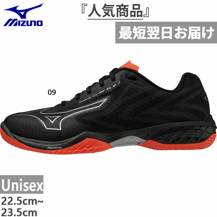 4E幅 幅広 ワイド ミズノ メンズ レディース ウエーブクローEL 2 WIDE バドミントンシューズ 軽量 トレーニング ローカット ブラック 黒 送料無料 Mizuno 71GA2285