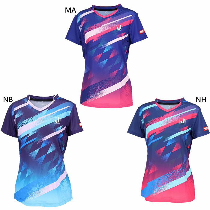 JTTA公認 ジュウイック レディース スターダストドライブ 卓球ウェア ゲームシャツ トップス 吸汗速乾 ネイビー ピンク 送料無料 JUIC 5701