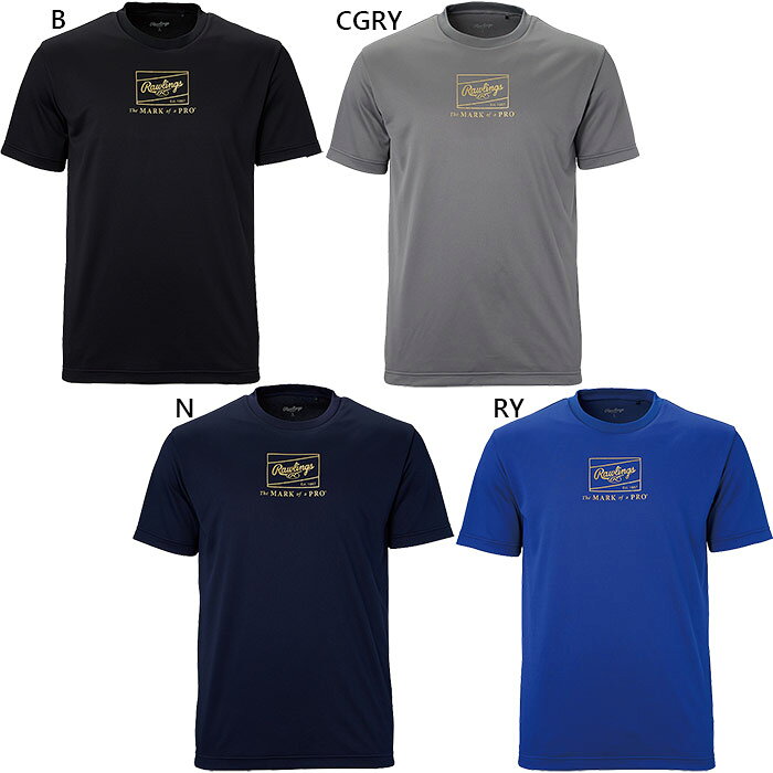 ローリングス メンズ コンバット COMBAT ロゴプリントTシャツ 野球ウェア トップス 半袖Tシャツ ブラック 黒 グレー ネイビー ブルー 青 灰色 送料無料 Rawlings AST15F04