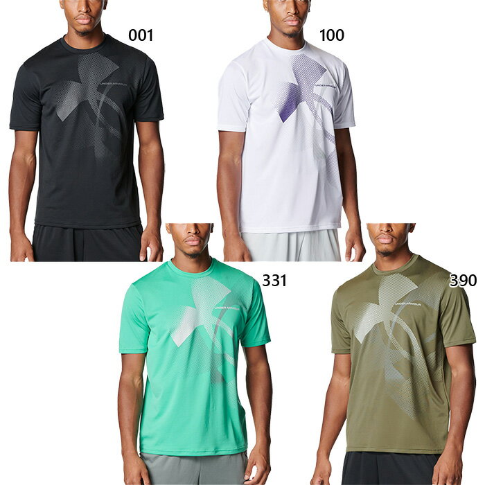 アンダーアーマー メンズ UAテック エクストララージロゴ ショートスリーブ Tシャツ フィットネス トレーニングウェア トップス 半袖 吸汗速乾 ブラック 黒 グリーン 緑 送料無料 UNDER ARMOUR 6012544