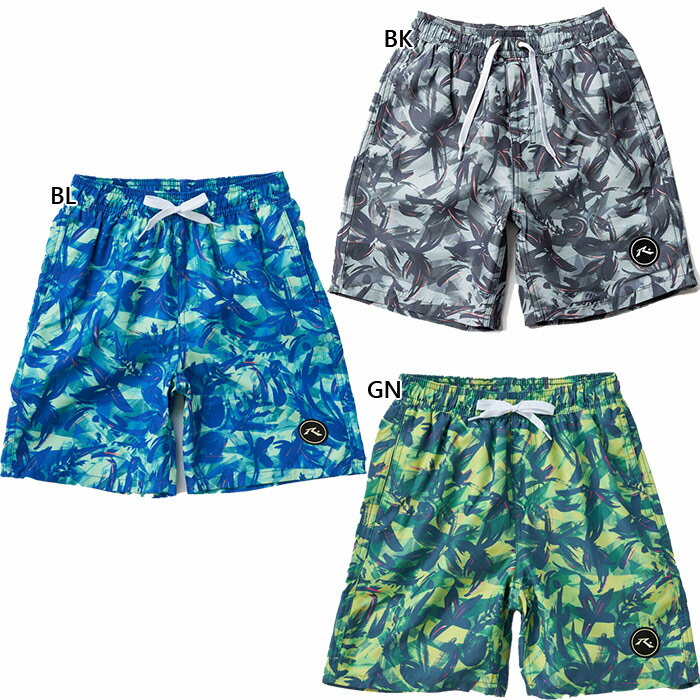 Swimwear - ラスティ ジュニア キッズ トロピカルカモフラージュ ボードショーツ 海水浴 アウトドア プール ボーイズ水着 海パン トランクス サーフパンツ ブラック 黒 ブルー 青 グリーン 緑 送料無料 RUSTY 965401