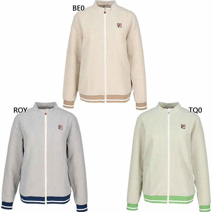 S M L XL BE0(ベージュ) ROY(ロイヤル) TQ0(ターコイズ) テニスウェア バドミントンウェア おしゃれ オシャレ かわいい レディースアウター 上着 女性用 ウィメンズ LADY WOMEN FILA 最安値に挑戦！FILA　フィラってどんなブランド？？1911年にフィラ兄弟によりイタリア・ビエラで、ニット素材工場として誕生。 その後オリジナルのアンダーウェアの販売を開始し、1940年には社名を創業者兄弟の名前からFILAとして展開を始めます。 70年代に入るとコットンリブ素材を開発し、この素材を使用したスポーツウェアを発売し、 それまで白一色だったテニスウェアに色を加えたデザインは、当時の人々に一躍注目を集めました。また当時スポーツメーカーとしては 画期的なプロプレーヤーとのスポンサー契約という宣伝方法を採用しました。 80から'90年代にかけて、FILAを着用するスポーツ選手やアーティストが増えるとともに、 「ちょっとおしゃれ」なスポーツウェアとして認知され、現在ではテニス、ゴルフを中心としたウェアやシューズに加え、「FUN FEEL LIFE」として、FILAのスポーツライフスタイルを展開しています。こちらの商品の素材、サイズ、機能などチクチク感がなくドライな質感でマシンウォッシュ可能な素材です。シワになりにくく通気性もよいので夏の羽織り使ってください。同シリーズのシャツやスコートとのコーディネートもおすすめです。■機能：吸水速乾、UV■素材：リネンライクキャンパスストライプ(ポリエステル100%)■実寸サイズ(cm)：計測サイズ重さ着丈肩幅胸囲袖丈袖幅S3005639965517M-58401005718L-60411045919フィラ レディース ウェア サイズ表サイズSMLXL身長149-155155-161161-167161-167チェスト78-8282-8686-9090-95ウエスト61-6565-6969-7373-78ヒップ84-8888-9292-9696-101※当店では、システムで在庫調整を行っております。在庫更新のタイミングにより、在庫切れの為、稀にご用意できない場合がございます。ついで買いにオススメ！おすすめ送料無料アイテム