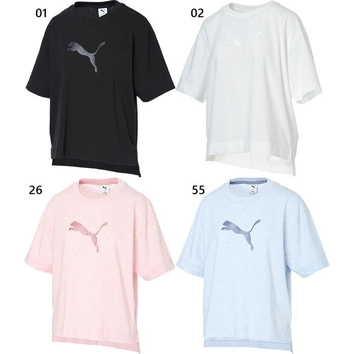 樂天商城 - プーマ レディース ESS (S) MX オーバーザイズ SS グラフィック Tシャツ フィットネス トレーニングウェア トップス 半袖Tシャツ ブルー 青 送料無料 PUMA 693569