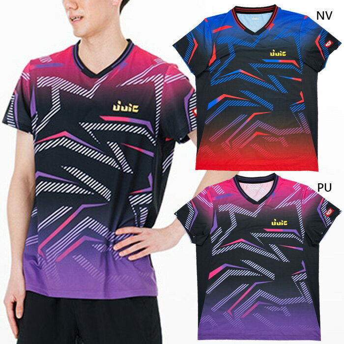 Men'S Wear - ジュウイック メンズ レディース アビウス 卓球ウェア ゲームシャツ トップス 吸汗速乾 JTTA公認ユニフォーム ネイビー パープル 紫 送料無料 JUIC 5710