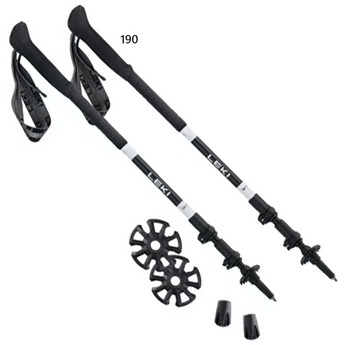 I型把手 - キャラバン メンズ レディース レキ LEKI スカイ テラ ライト コンパクト 登山用品 トレッキングポール ストック 三段伸縮式モデル アウトドア ブラック 黒 送料無料 CARAVAN 1300550