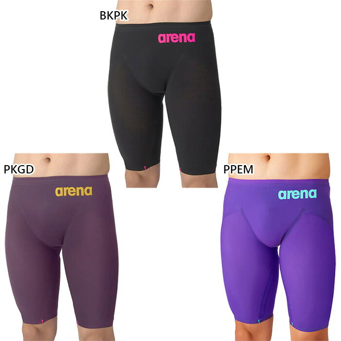 Competitive Swimsuits - WA承認 アリーナ メンズ レーシングスパッツ スイムウエア スイミング 水泳 競泳水着 ハーフレッグ レーシング プール ブラック 黒 ピンク パープル 紫 送料無料 arena AS6SRC03M