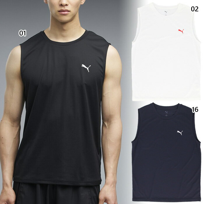 Rakuten - プーマ メンズ スリーブレス Tシャツ フィットネス トレーニングウェア トップス ノースリーブ タンクトップ 吸水速乾 ホワイト 白 ブラック 黒 ネイビー 送料無料 PUMA 528904