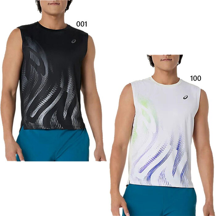 Other - アシックス メンズ ランニンググラフィックスリーブレスシャツ ジョギング マラソン ランニングウェア トップス ノースリーブ 吸汗速乾 ブラック 黒 送料無料 asics 2011D486