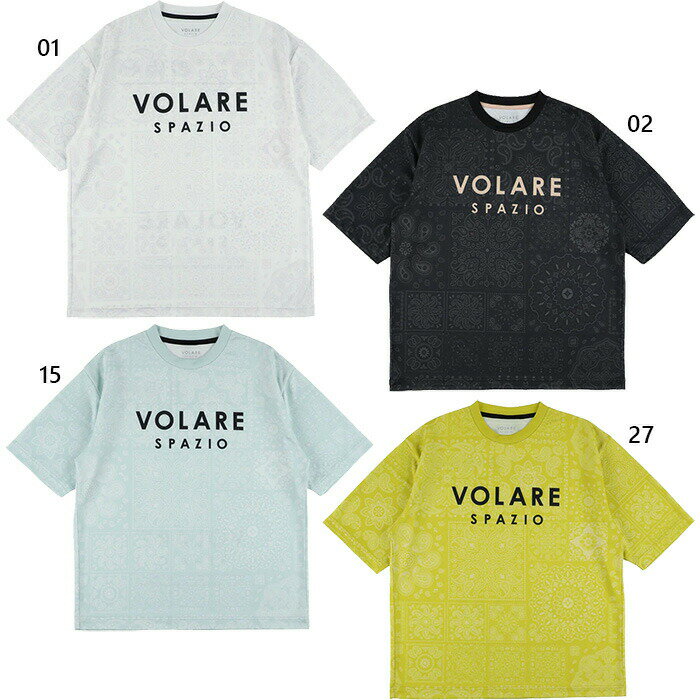 サイズ：L スパッツィオ メンズ レディース Volare ペイズリーオーバーサイズシャツ バレーボールウェア トップス 半袖 吸汗速乾 UVカット ブラック 黒 送料無料 Spazio VS0014 VS-0014