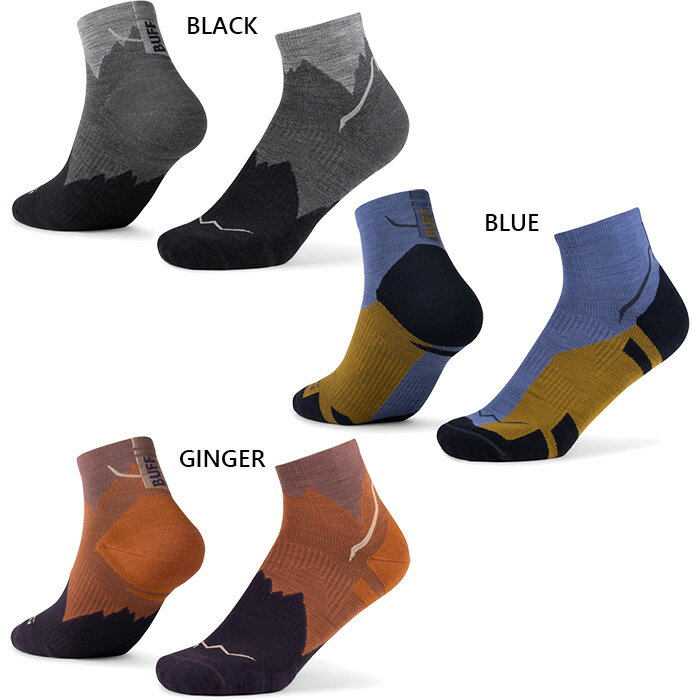 Rakuten - バフ メンズ レディース ソックス メリノウール クォーター SOCKS LW MERINO WOOL QUARTER 靴下 トレイルランニング ハイキング ブラック 黒 ブルー 青 送料無料 Buff