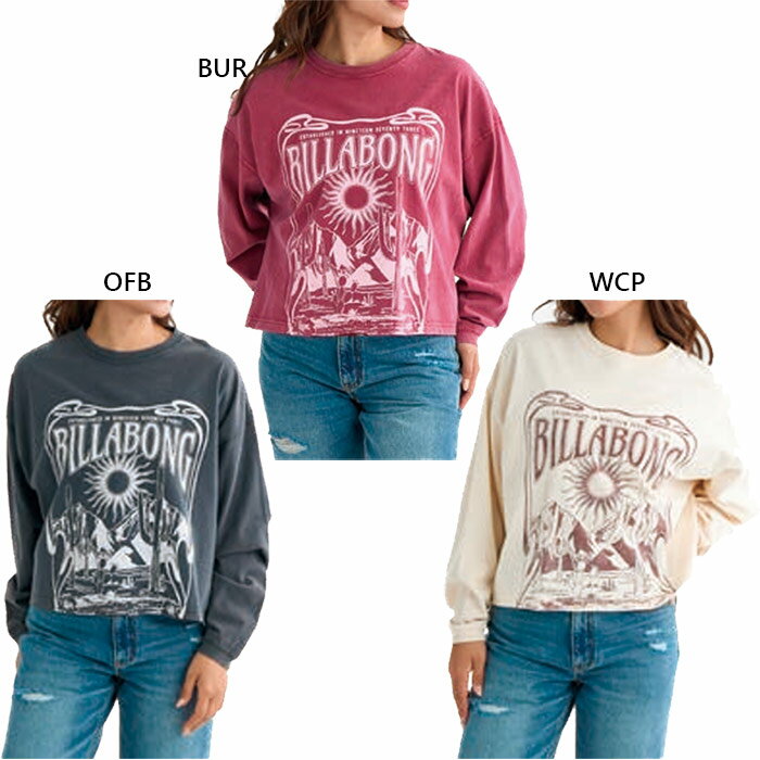 Rakuten - ビラボン レディース デザート ワンダリング DESERT WANDERING LS ロンT 長袖Tシャツ ロンT トップス カジュアルウェア ホワイト 白 ブラック 黒 レッド 赤 送料無料 BILLABONG BF014054