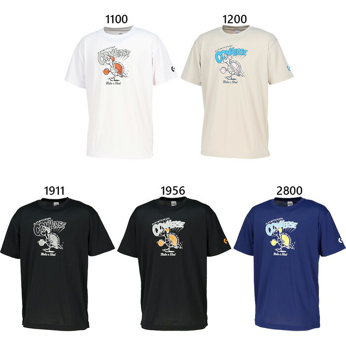 コンバース メンズ レディース プリントTシャツ バスケットボールウェア トップス 半袖 ホワイト 白 ブラック 黒 送料無料 CONVERSE CB261361