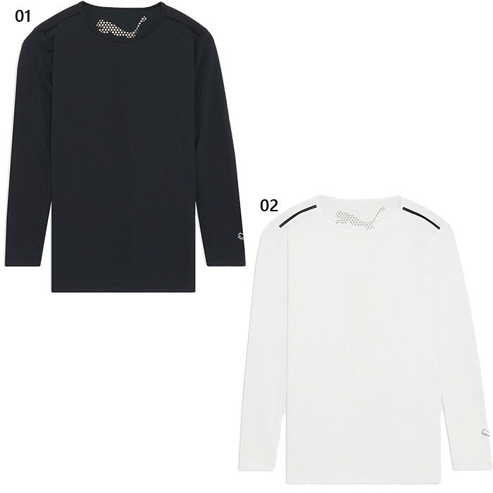プーマゴルフ メンズ シャドウキャット 長袖 アンダーシャツ ゴルフウェア トップス アンダーウェア スポーツインナー ホワイト 白 ブラック 黒 送料無料 Puma Golf 637935